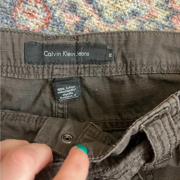 Calvin Klein Y2K Brown Cargo Utility Skirt 12 - Picture 2 of 3